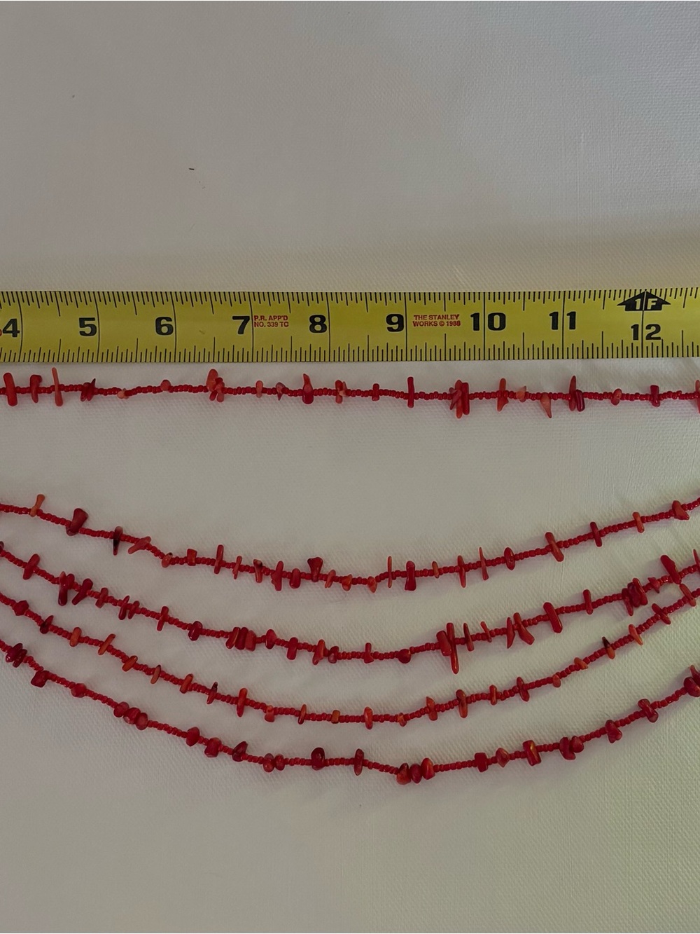 Red Multi-Strand Beaded Statement Necklace - Picture 5 of 6